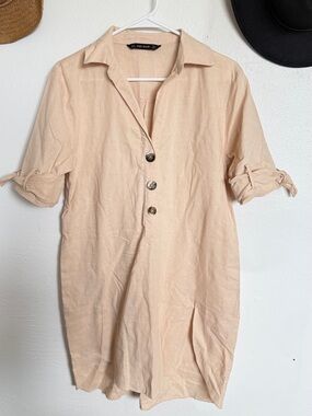Zara Peach Button-Front Tunic